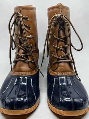 The Original Duck Boots By Sporto-Ariel Women’s 8.5M Lace-Up Tan & Navy Blue